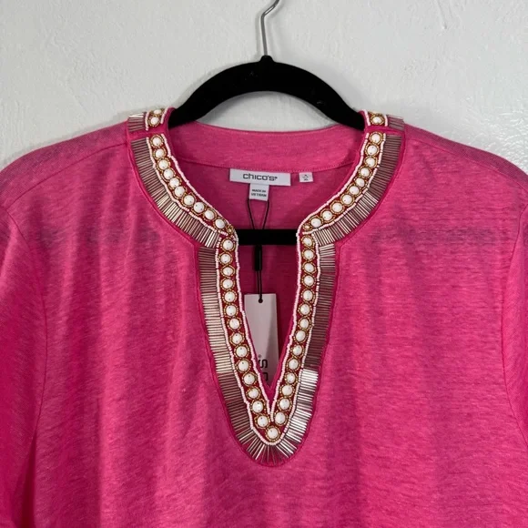 Chico’s Linen Embellished Tunic New - Picture 6 of 16